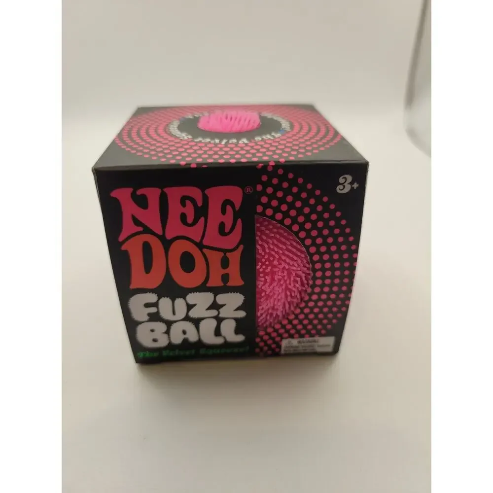 Needoh FUZZ BALL Flower Power Nee Doh Squish Stress Ball NEE-DOH Fuzzball Pink